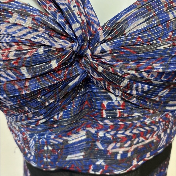 BCBG BGBGMAXAZRIA Inga One Shoulder SILK Printed Maxi Dress Sz 6 Whimsy Goth - Picture 13 of 13